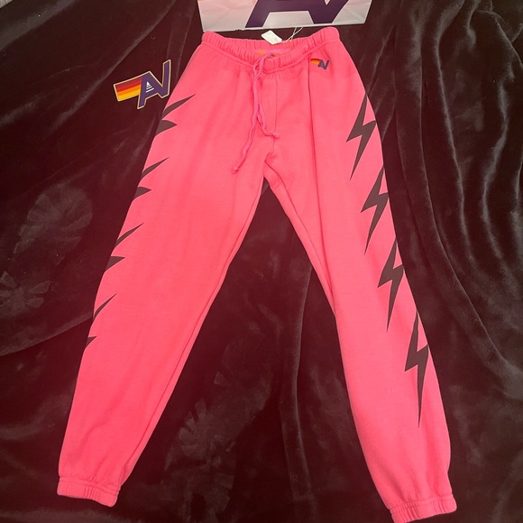 Aviator Nation Pants - - NWT AVIATOR NATION BOLT 4 SWEATPANTS - PARIS PINK Small
